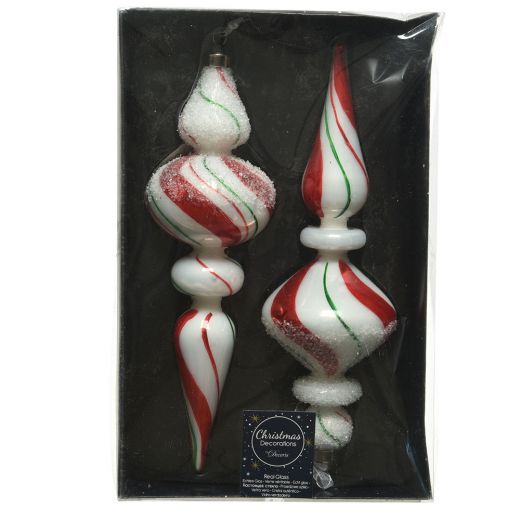 Χριστουγεννιάτικα στολίδια, γυάλινα με sugar stripes, 24cm
