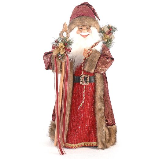 Χριστουγεννιάτικο διακοσμητικό, Αγ. Βασίλης, κόκκινο/χρυσό, 64cm