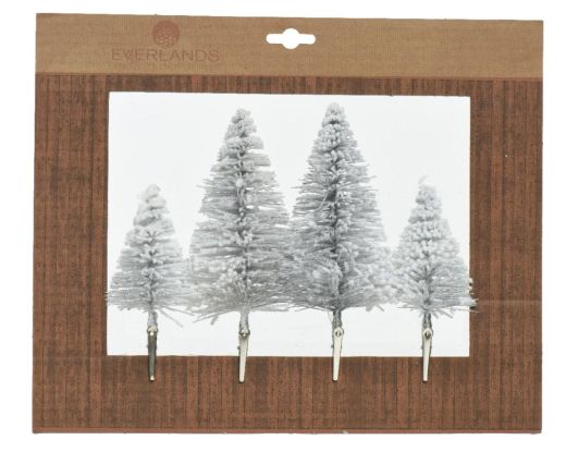 Brush mini tree snowy on clip