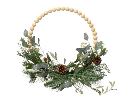 Modern wreath glitter wooden balls- pinecones-eucalyptus indoor