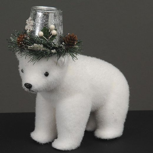 Χριστουγεννιάτικο διακοσμητικό, πολική αρκούδα, λευκή, 30cm