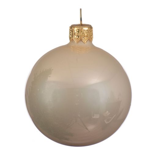 Χριστουγεννιάτικη μπάλα, γυάλινη γυαλιστερή, περλέ, 8cm