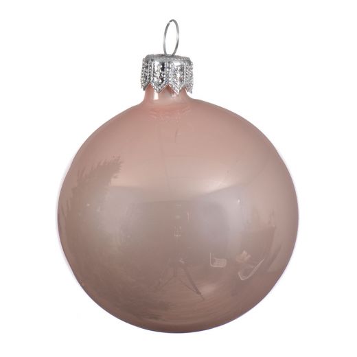 Χριστουγεννιάτικη μπάλα, γυάλινη, σμάλτο, ροζ, 8cm