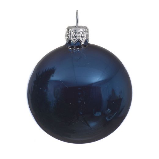 Χριστουγεννιάτικη μπάλα, γυάλινη, γυαλιστερή, μπλε, 8cm