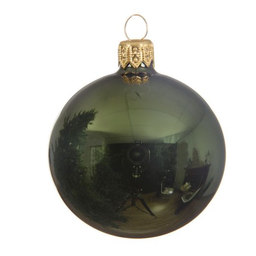 Χριστουγεννιάτικη μπάλα, γυάλινη, γυαλιστερή, πράσινη, 8cm