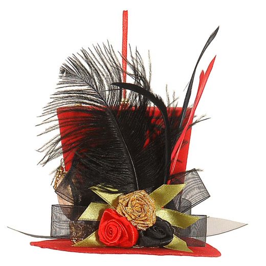 Χριστουγεννιάτικο διακοσμητικό, κόκκινο-μαύρο καπέλο, 12cm