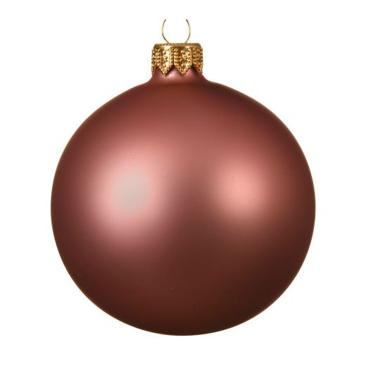 Χριστουγεννιάτικη μπάλα, γυάλινη, ματ, βελούδινο ροζ, 10cm
