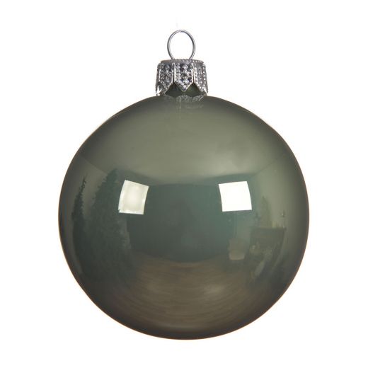 Χριστουγεννιάτικη μπάλα, γυάλινη, σμάλτο, πράσινο του φασκόμηλου, 8cm