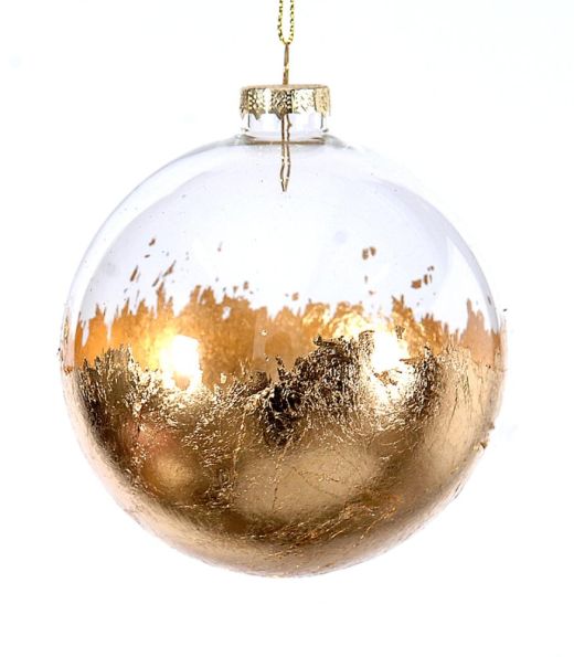 12/72-10cm Glass gold/clear ball