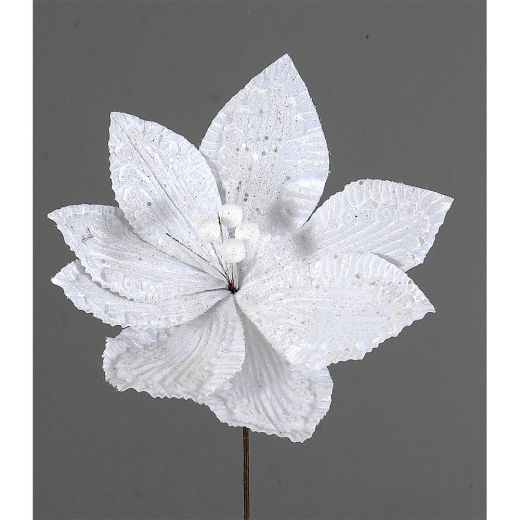24/384-White glittered flower