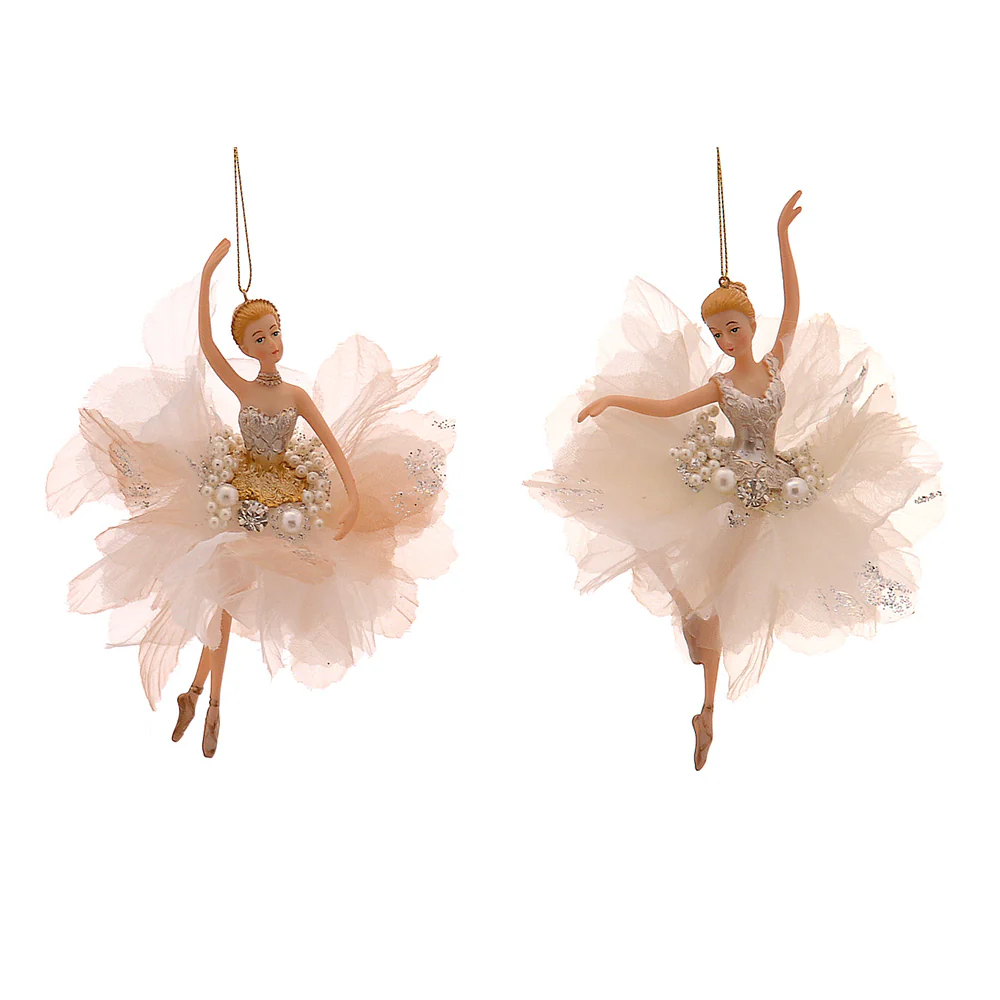 12/72-2Asst 16,50cm Polyresin gold ballerina orn