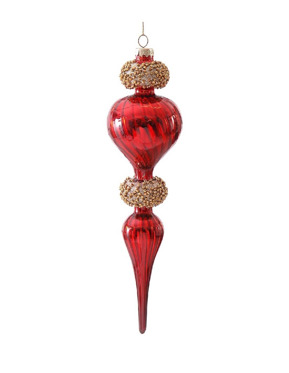 1648-27cm Glass red finial orn
