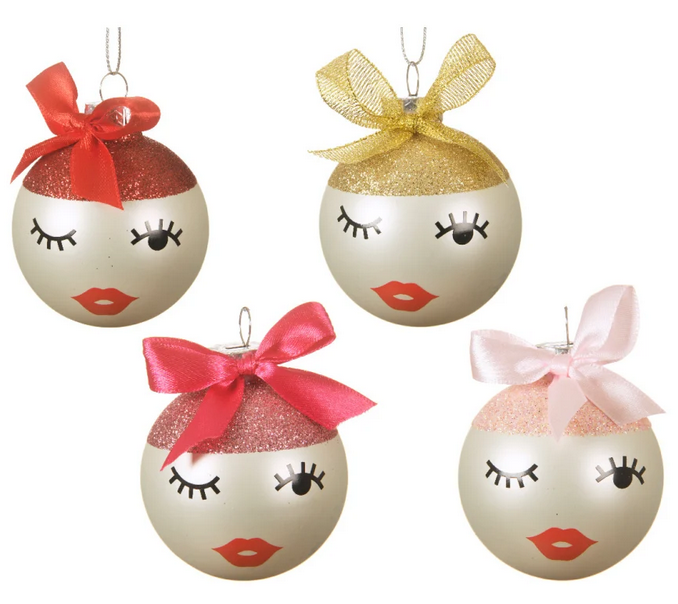 Baubles glass matt sequins-bow, 6cm,1ΤΜΧ-Κόκκινο